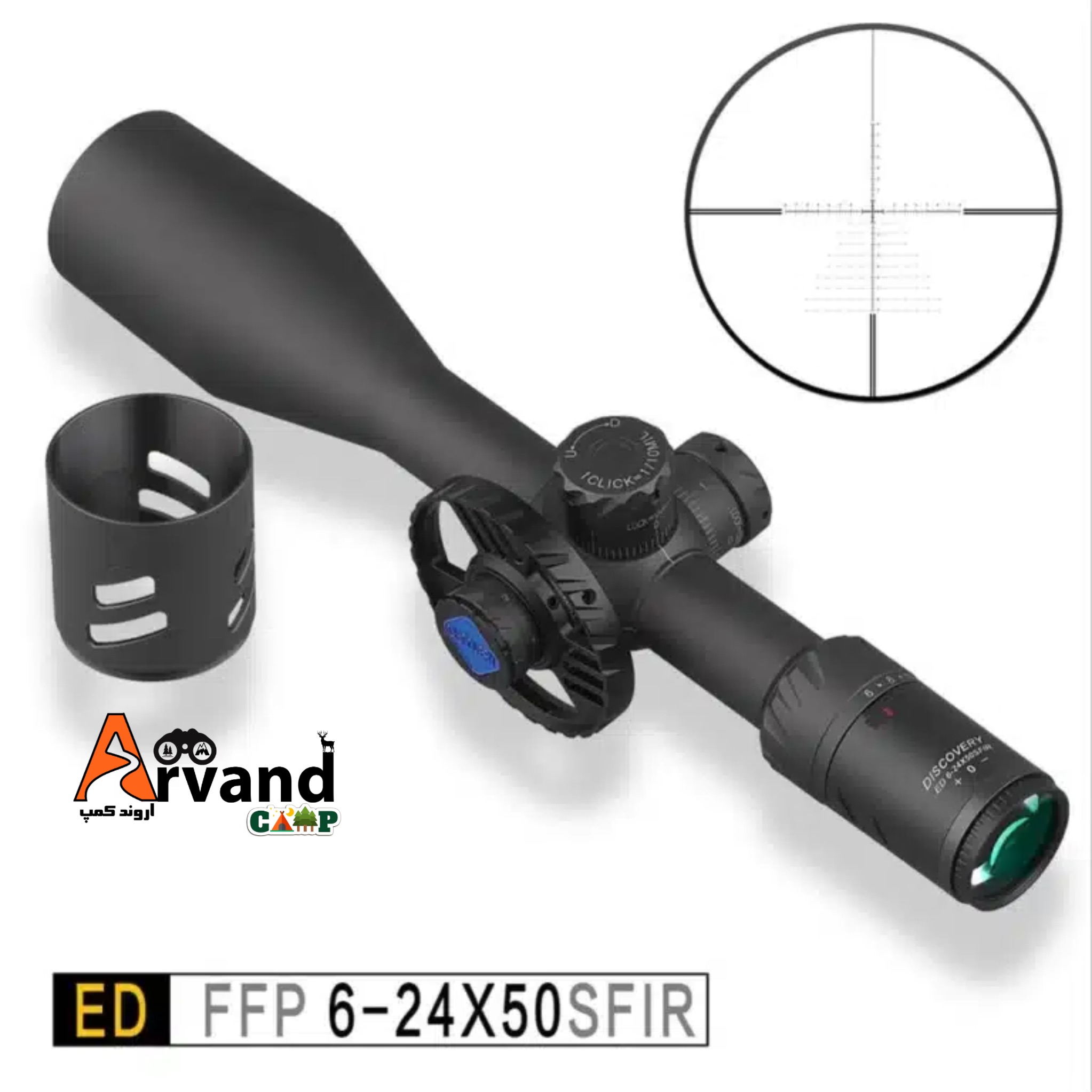 alt="دوربین دیسکاوری ED 6-24×50 SFIR FFP اصل با رتیکل FFP و بزرگنمایی 6 تا 24 برابر"